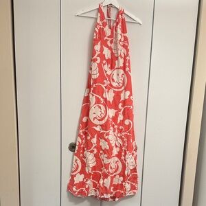 Old Navy Linen and Cotton Halter Pink and White Dress Size M